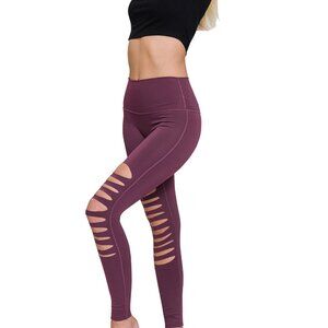 NWT Zenana Eggplant Athletic Cut-Out High Rise Leggings - Multiple Sizes